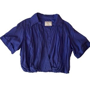 Free People We The Free Gauze Benny Shirt Blue Wrap Boho Blouse
XS